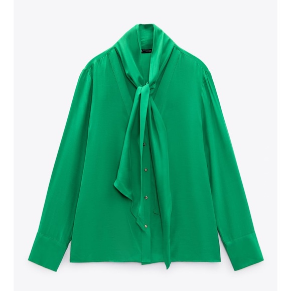 Zara Tops - ZARA BLOUSE WITH TIED BOW